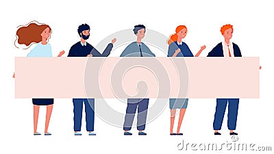 People with banner. Protest, demonstration crowd holding placard vector illustration Vector Illustration