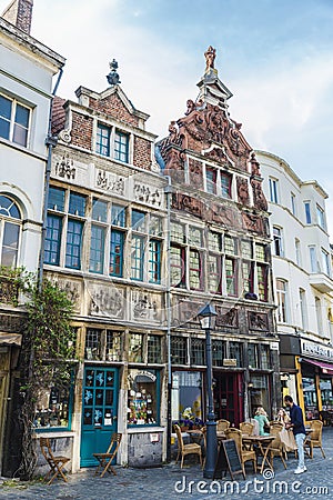 People in a bar on a street in Ghent, Belgium Editorial Stock Photo