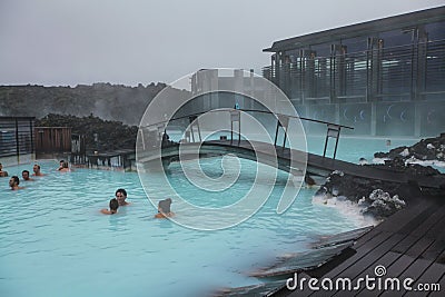 People bathing in Blue Lagoon in Iceland Editorial Stock Photo