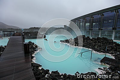 People bathing in Blue Lagoon in Iceland Editorial Stock Photo