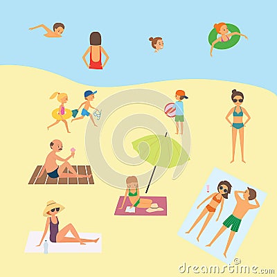 People on the beach Vector Illustration