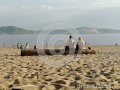 People on the beach, freands, communication, couples Stock Photo