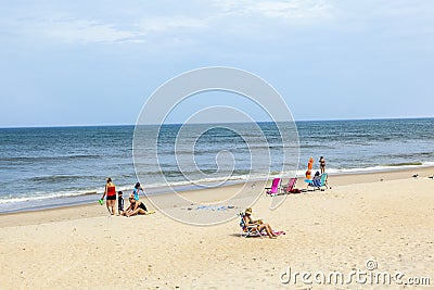 People at the beach near Buxton Editorial Stock Photo