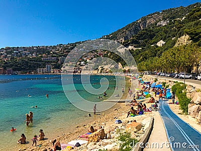 Beach in Villefranche Sur Mer, France Editorial Stock Photo