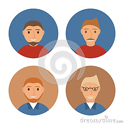 A set of icons with business men of a young man characters in flat style a vector. Vector Illustration