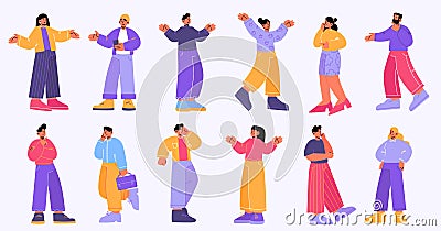 People bewilderment, characters confusion set Vector Illustration