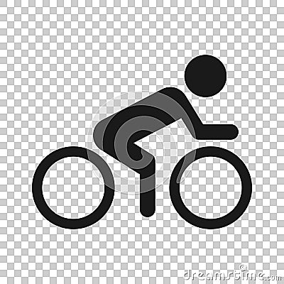 People on bicycle sign icon in transparent style. Bike vector illustration on isolated background. Men cycling business concept Vector Illustration