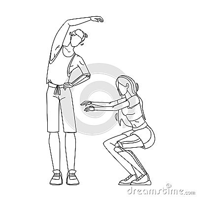 People With Bionic Limbs Fitness Exercising Vector Vector Illustration