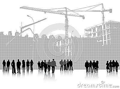 People and building site Vector Illustration