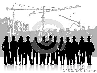 People and building site Vector Illustration