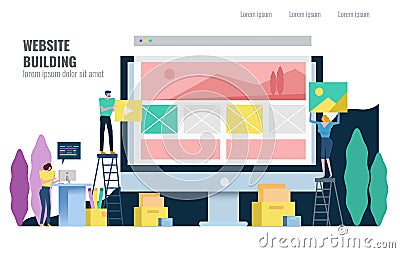 People building website. Vector Illustration