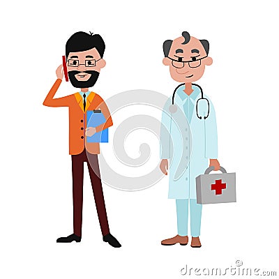 People businessman and doctor different professions vector illustration. Vector Illustration