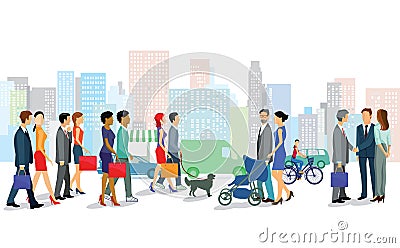 People busy shopping in the city Vector Illustration