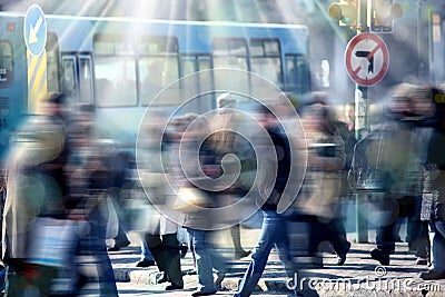 People on busy street Stock Photo