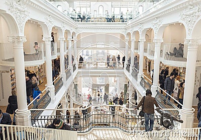 People buying books from mall library Carturesti, Bucharest Editorial Stock Photo