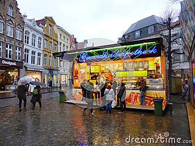 People buying food from a fast food trailer Editorial Stock Photo