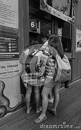 People buying ticket at the zoo in Singapore Editorial Stock Photo