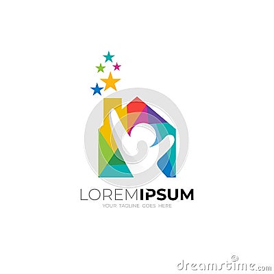 People care logo and house design colorful, abstract building logos Vector Illustration