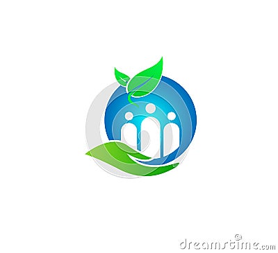 People care together love elders senior children in hand hope trust logo. Cartoon Illustration