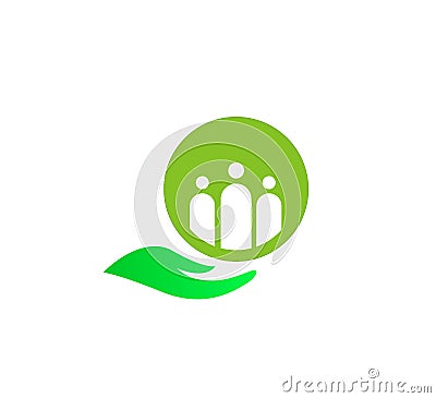 People care together love elders senior children in hand hope trust logo. Cartoon Illustration