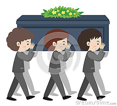 People carry coffin on sholders at funeral Vector Illustration