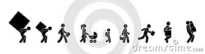 People carry wear, stick figure man icon Stock Photo