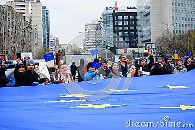 People celebrating European Union day in Bucharest, Romania Editorial Stock Photo