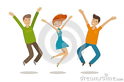 People celebrating. Party, jubilation concept. Cartoon vector illustration in flat style Vector Illustration