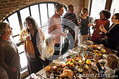 People are celebrating Thanksgiving day Stock Photo