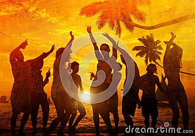 People Celebration Beach Party Summer Holiday Vacation Concept Stock Photo
