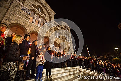 People during celebration of Orthodox Easter Editorial Stock Photo