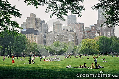 People in Central Park in Manhattan. Editorial Stock Photo