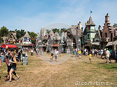 People at central square at Renaissance Festival Editorial Stock Photo