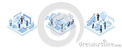 People Character Analyzing Stock Market, Public Finance Audit Concept, People Characters having new Finance Management Creative Vector Illustration