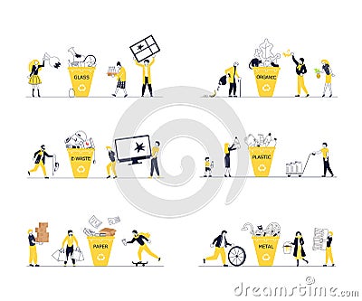 People Characters are collecting garbage Vector Illustration