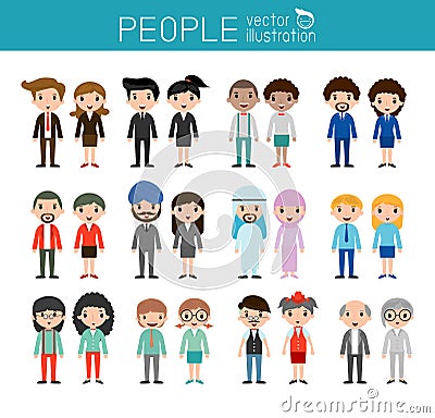People characters,large group of people, vector background Vector Illustration