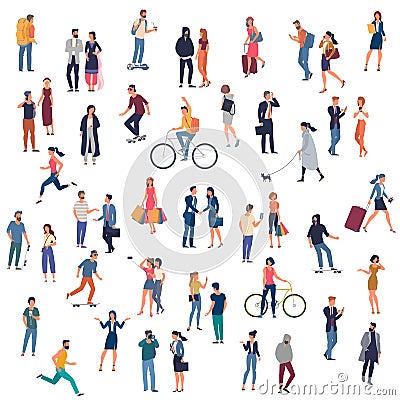 People characters various activities Vector Illustration