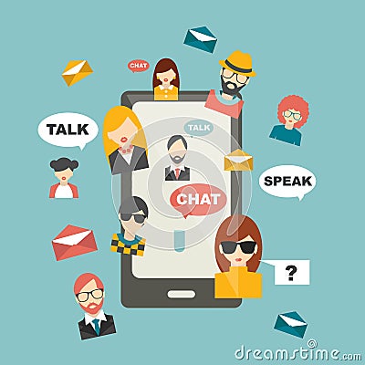 People chat global communication. Vector Illustration