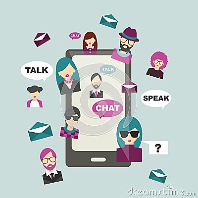 People chat global communication. Vector Illustration