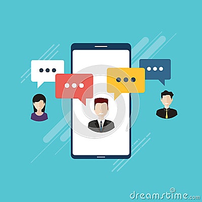 People in chat on mobile phone or smartphone on message app Stock Photo