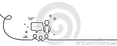 People chatting line icon. Business seminar sign. Continuous line with curl. Vector Vector Illustration