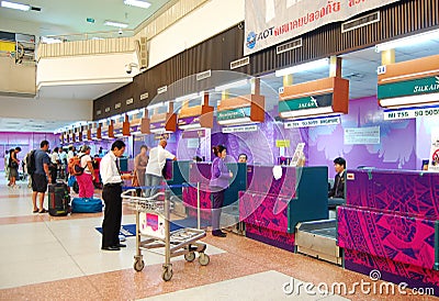 People checking-in at the airport in Phuket, Thailand Editorial Stock Photo