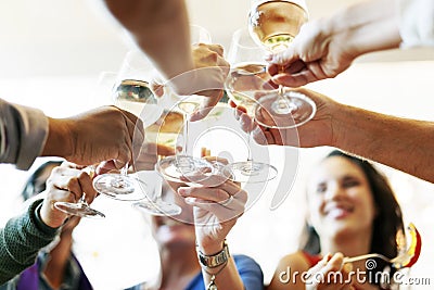 People Cheers Celebration Toast Happiness Togetherness Concept Stock Photo