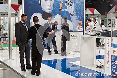 People at Chem-Med, the Mediterranean chemical event in Milan, Italy Editorial Stock Photo