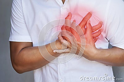 people chest pain from heart attack. healthcare Stock Photo