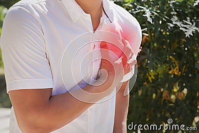 people chest pain from heart attack. healthcare Stock Photo
