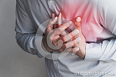 people chest pain from heart attack. healthcare Stock Photo