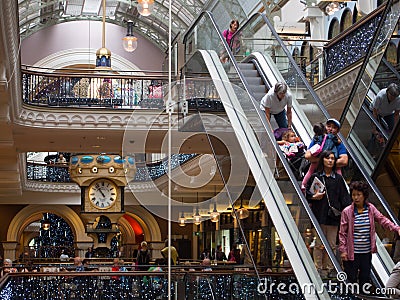 People Christmas shopping in Queen Victoria Building, Sydney, Australia Editorial Stock Photo