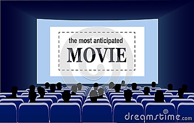 People in the cinema hall vector illustration. Vector Illustration