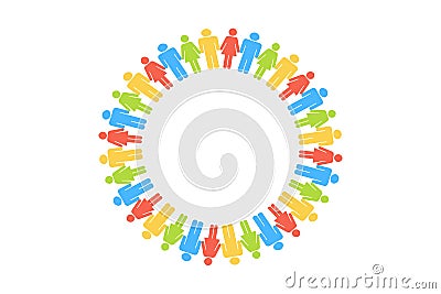 People Circle Gather Around on white background Stock Photo